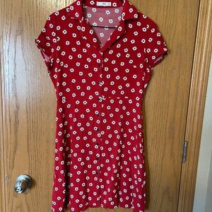 Mango Red Daisy-Print Mini Dress